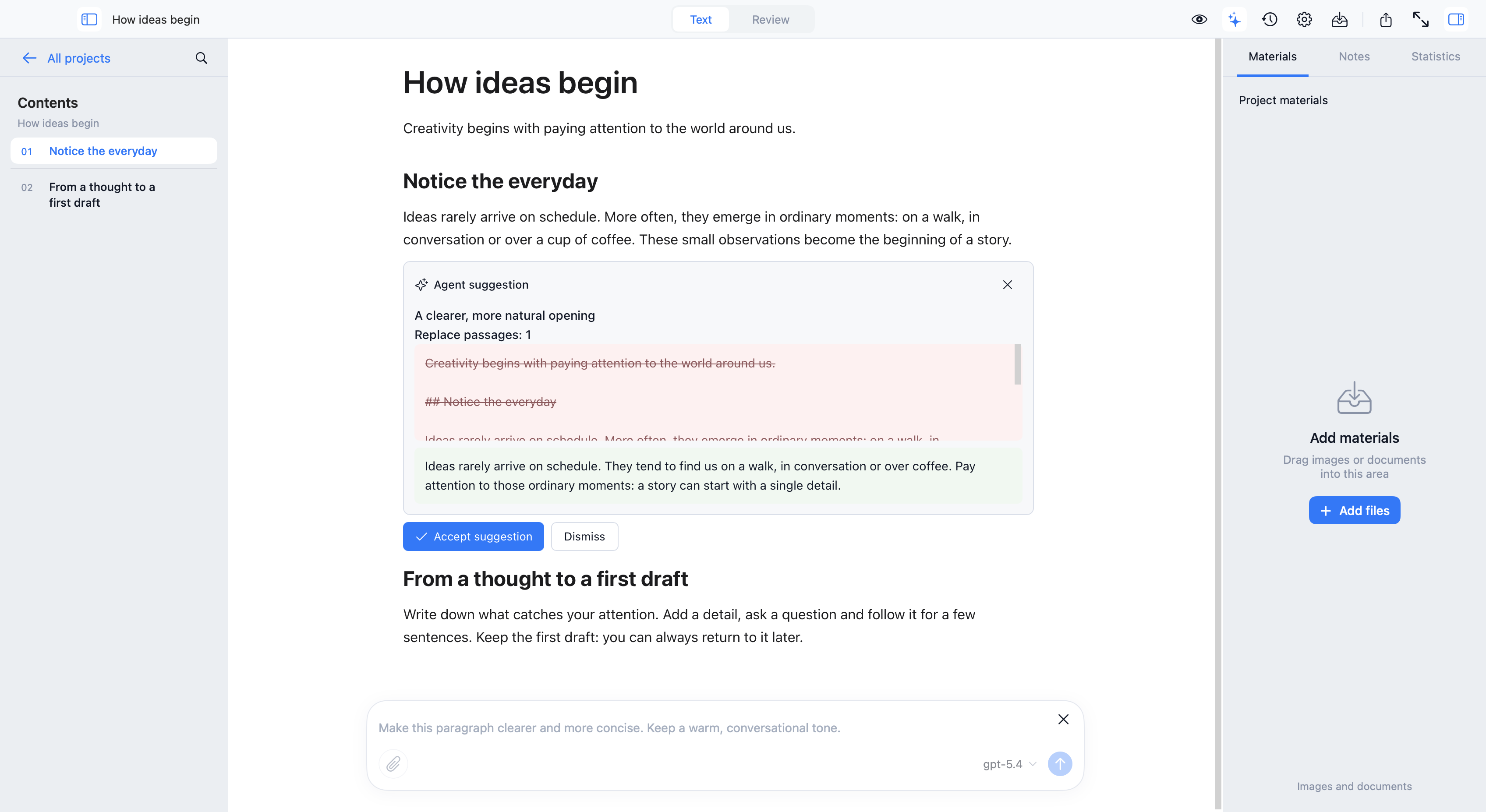 Pero workspace: Article