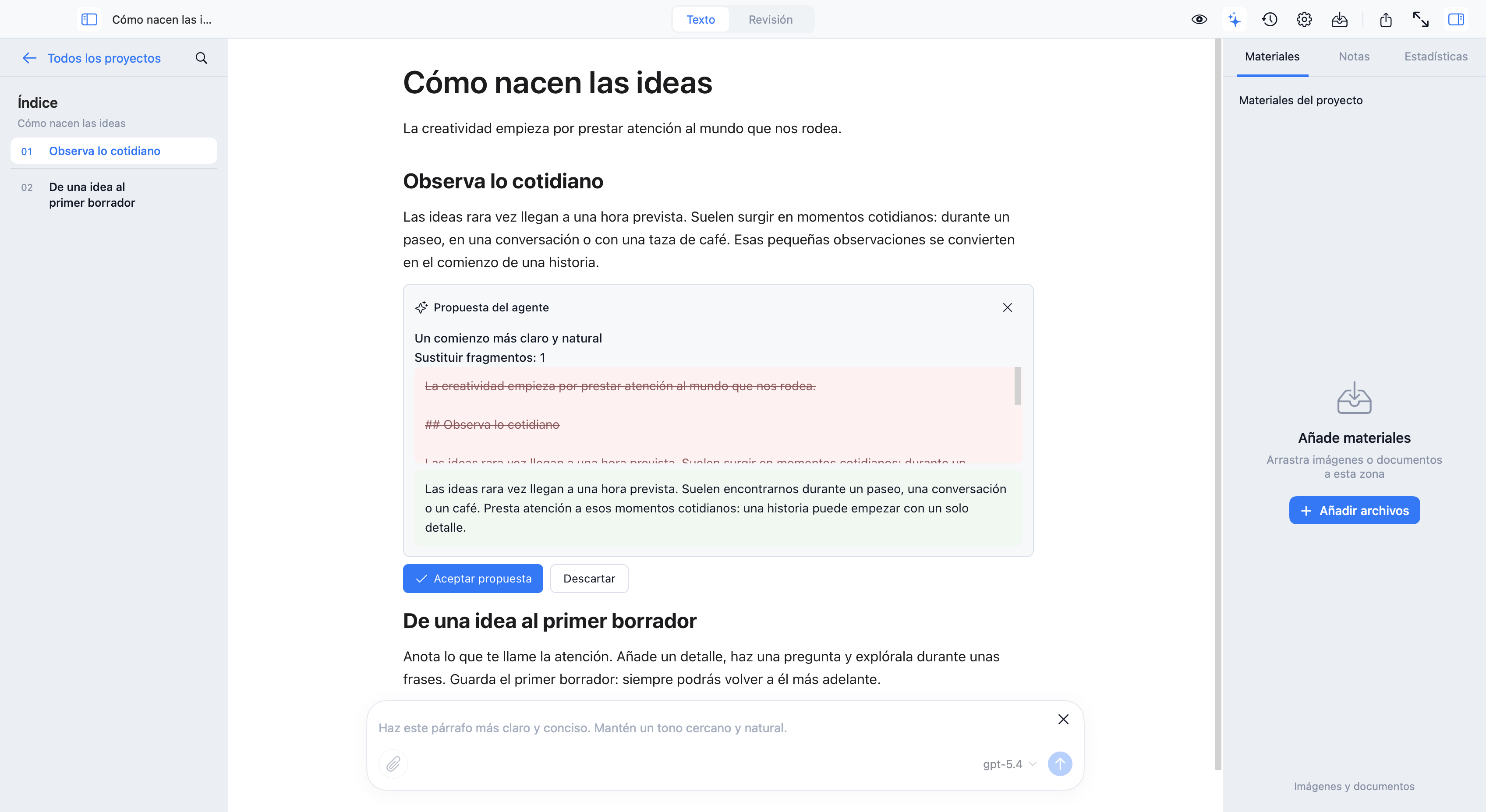 Espacio de trabajo de Pero: Artículo